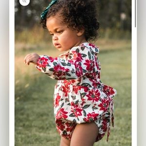 SweetHoney Classic Bubble Pretty Poinsettia girls Christmas dress 2T